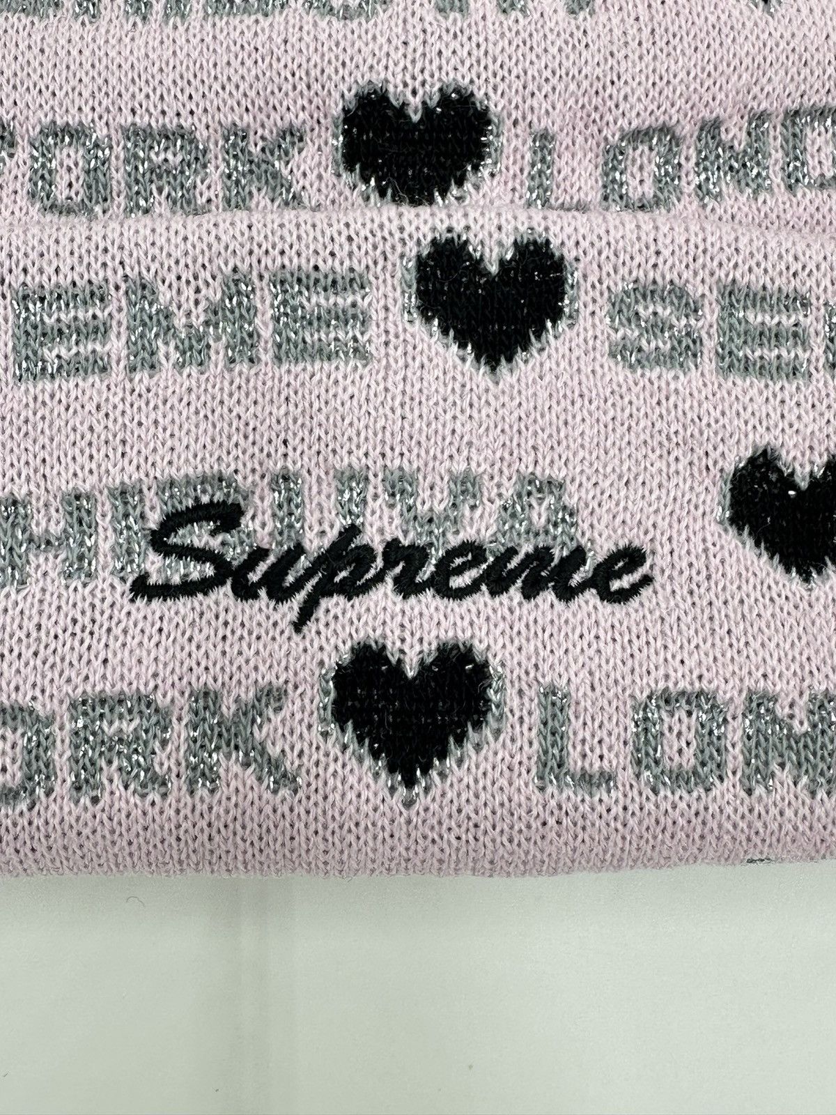 Supreme Supreme Hearts Beanie Pink FW24 | Grailed