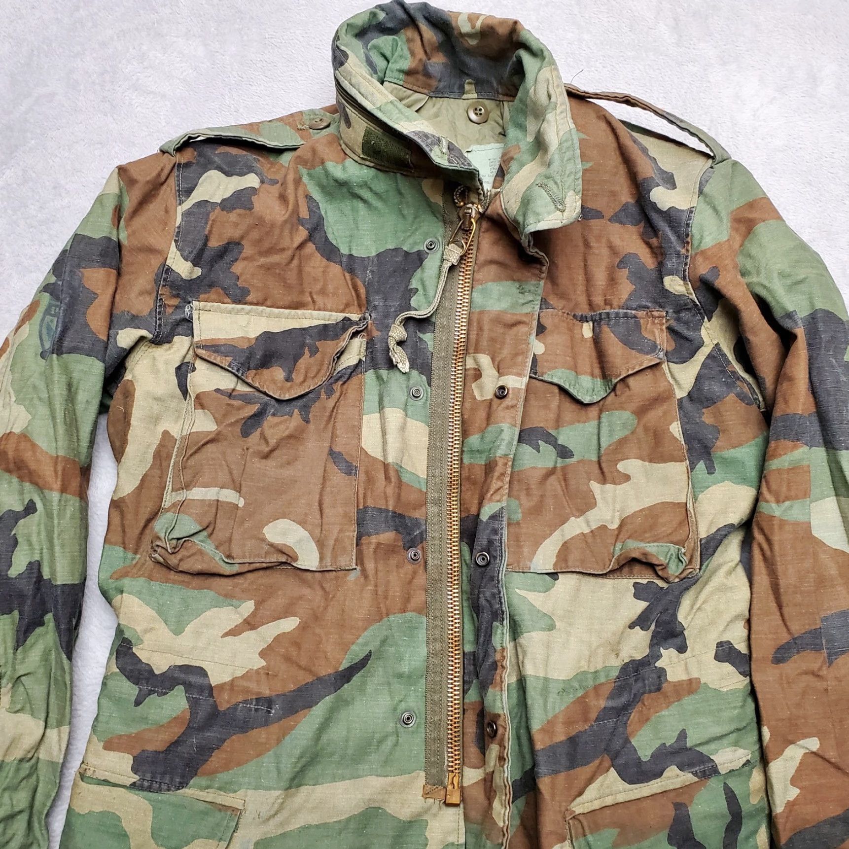Agolde VTG Cold Weather Field Jacket Mens Small Long Green Woodland Camoflage Coat Size US S / EU 44-46 / 1 - 5 Thumbnail