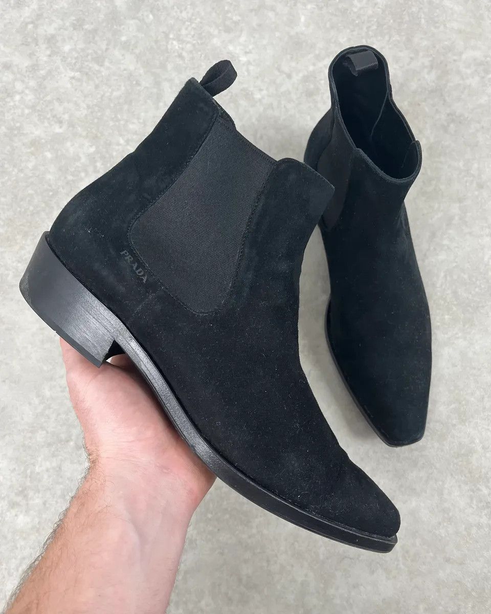 Prada 2000s Prada Suede Leather Chelsea Classy Boots Size US 9.5 / EU 42-43 - 1 Thumbnail