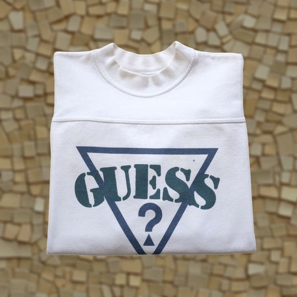 Guess VINTAGE GUESS? WHITE CREW SWEATSHIRT 80s 90s Y2K RETRO GRAPHIC 1988 SZ L MEN Size US L / EU 52-54 / 3 - 1 Thumbnail