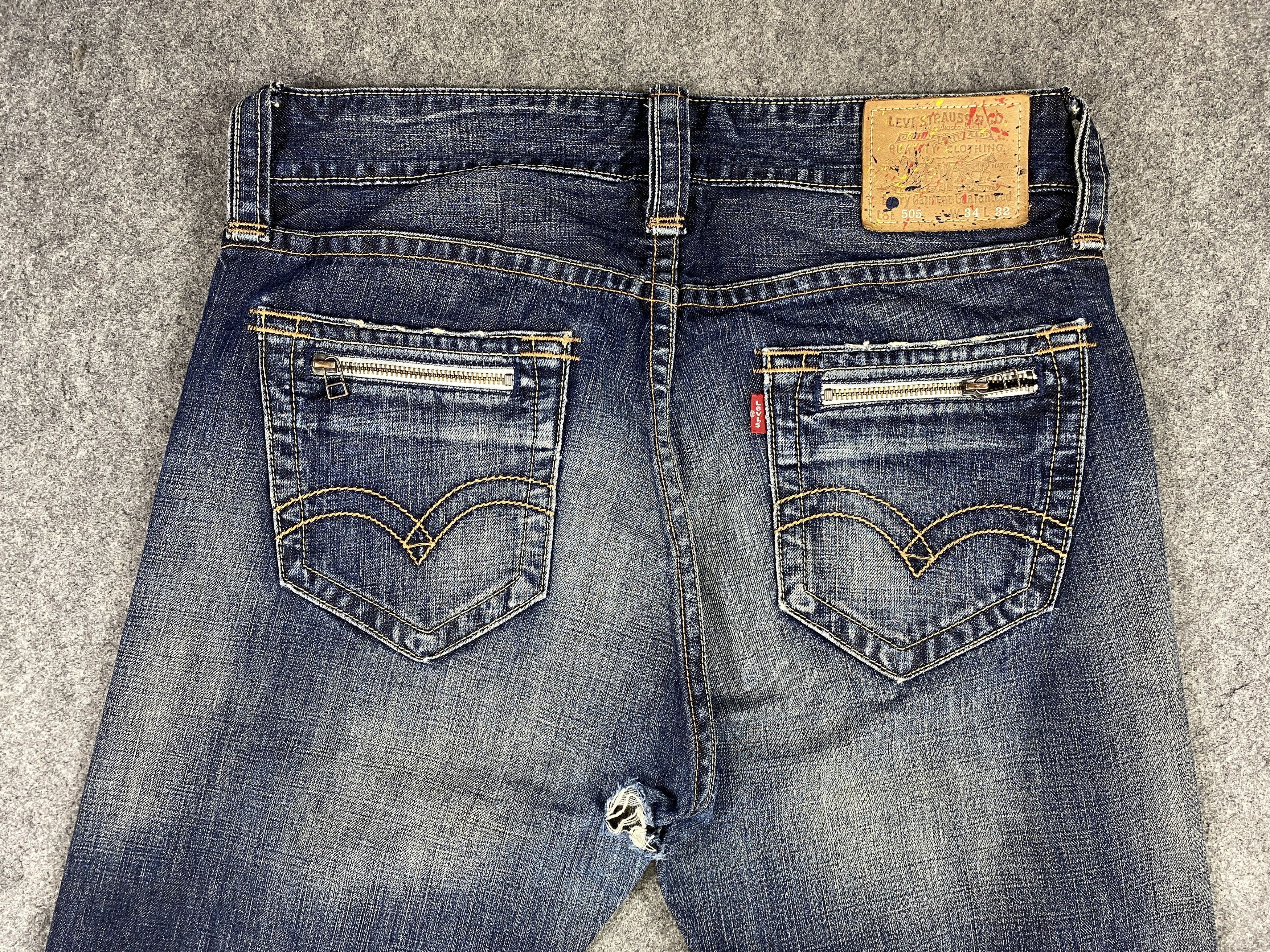 Levi's Distressed Dark Blue Levi's 505 Jeans 32x32 Denim -JN1707 Size US 32 / EU 48 - 4 Thumbnail