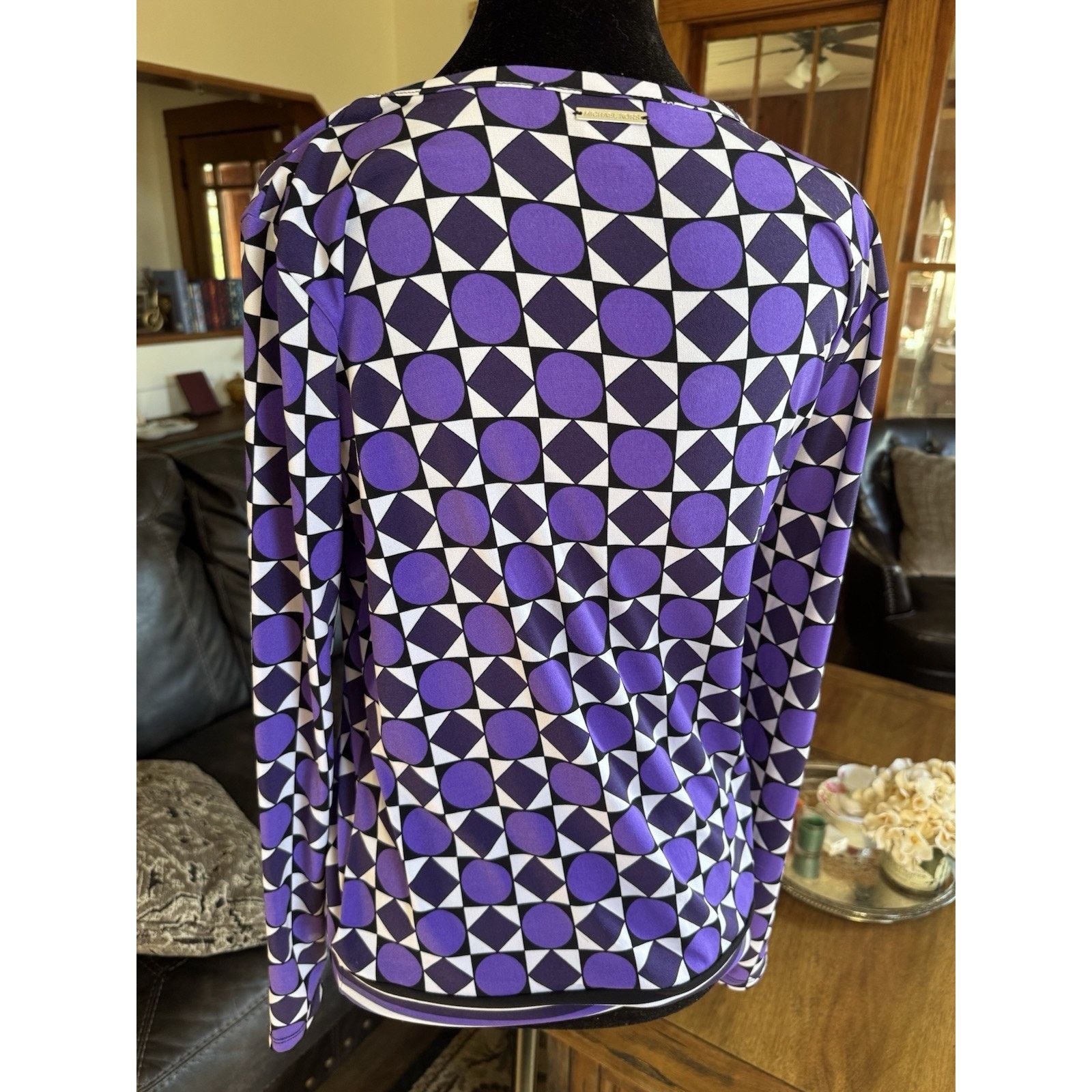 Michael Kors Michael Kors Purple Geometric Print Long Sleeve Petite M Size M / US 6-8 / IT 42-44 - 3 Thumbnail