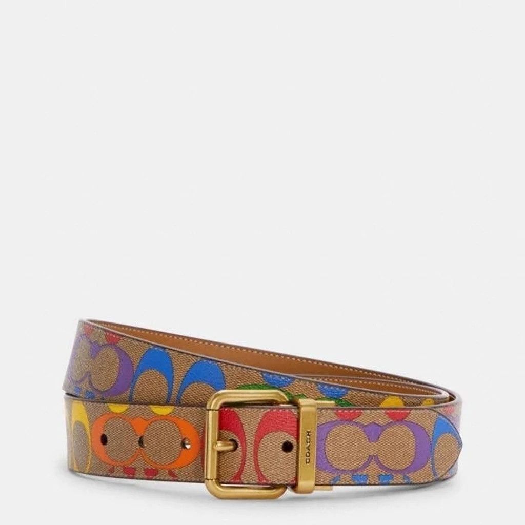 NWT coach Roller Buckle shops Cut To Size Reversible Belt In Rainbow Signature Canvas