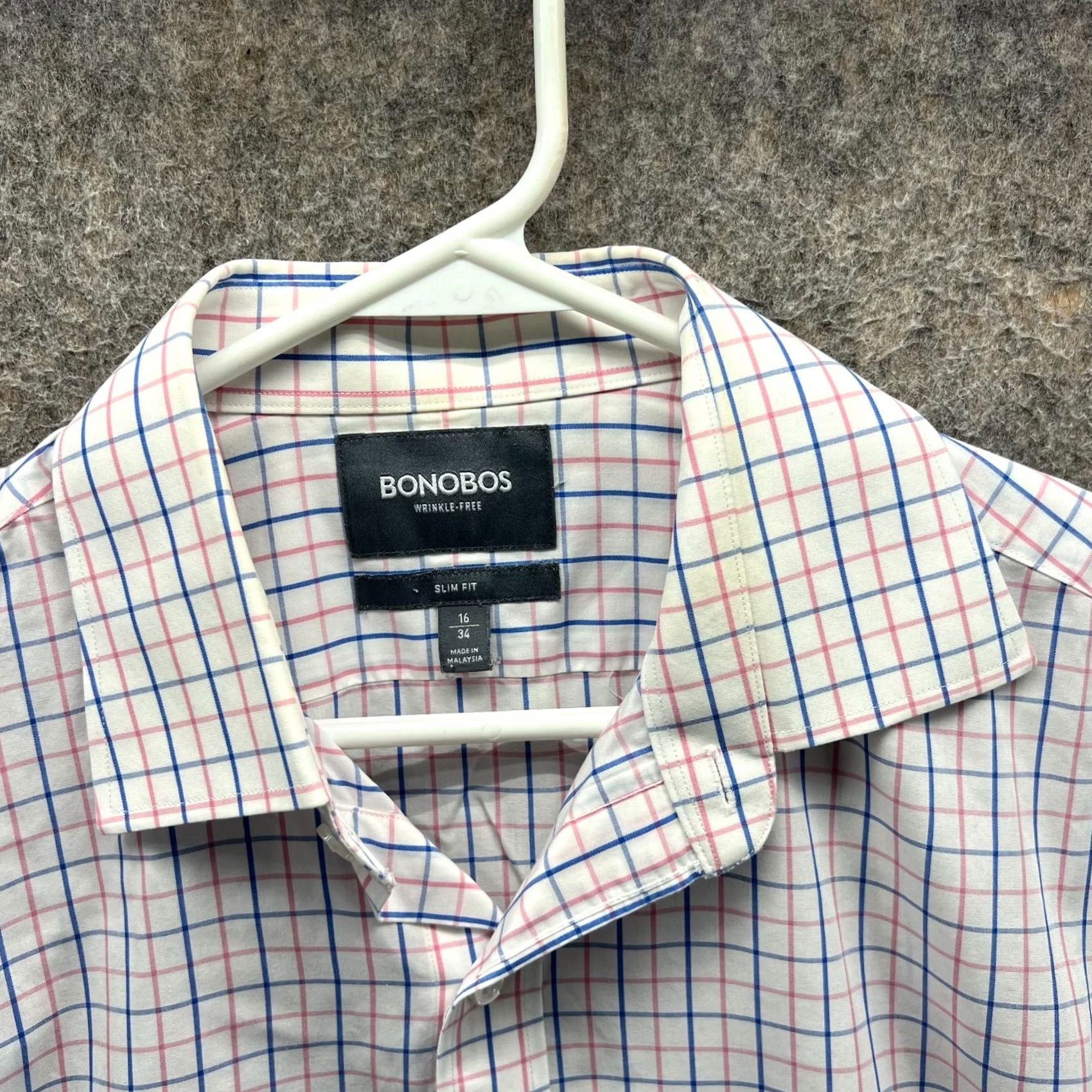 Bonobos Bonobos Shirt Mens 16/34 White Button-Down Wrinkle Preppy Dress Slim Windowpane Check Long Sleeve Button-Up Collared Size 42R - 4 Thumbnail