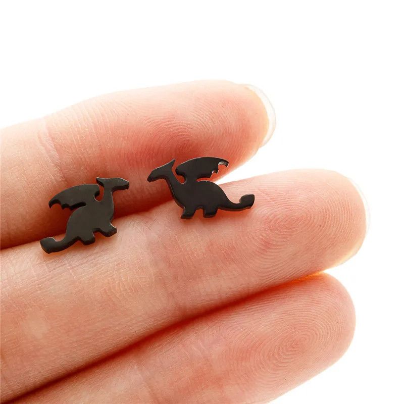 Jewelry Mini Dragon Stud Earrings Charm Earring Gift Size ONE SIZE - 1 Preview