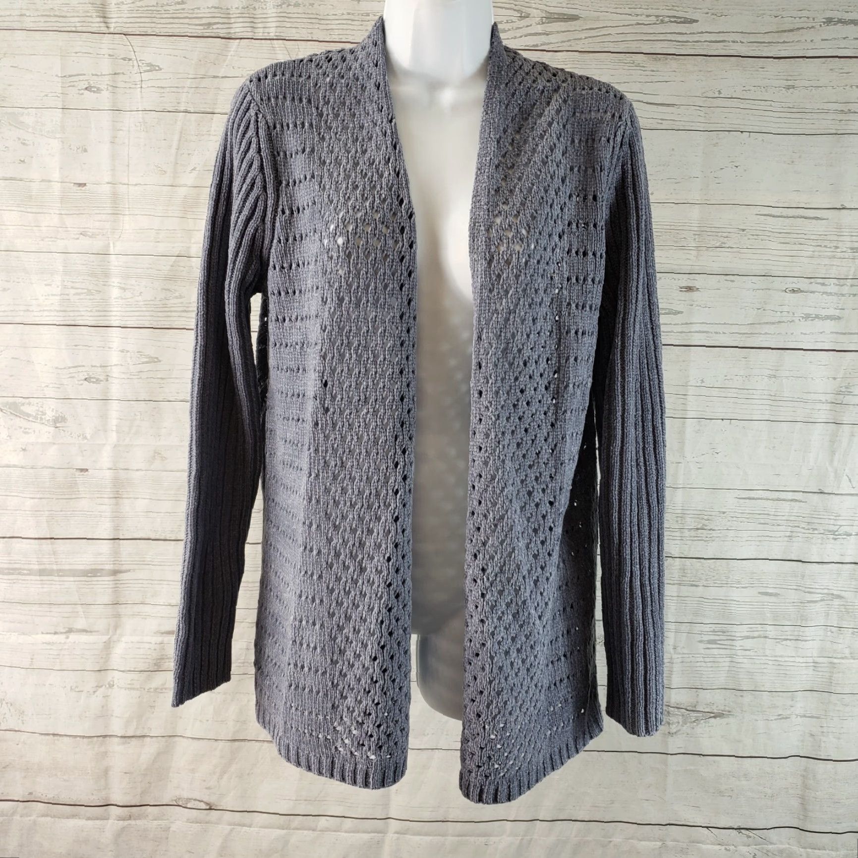 Vintage Sahalie Cardigan Womens Open Front Knitted Chenille Purple Large Size L Knit Sweater Size L / US 10 / IT 46 - 2 Thumbnail