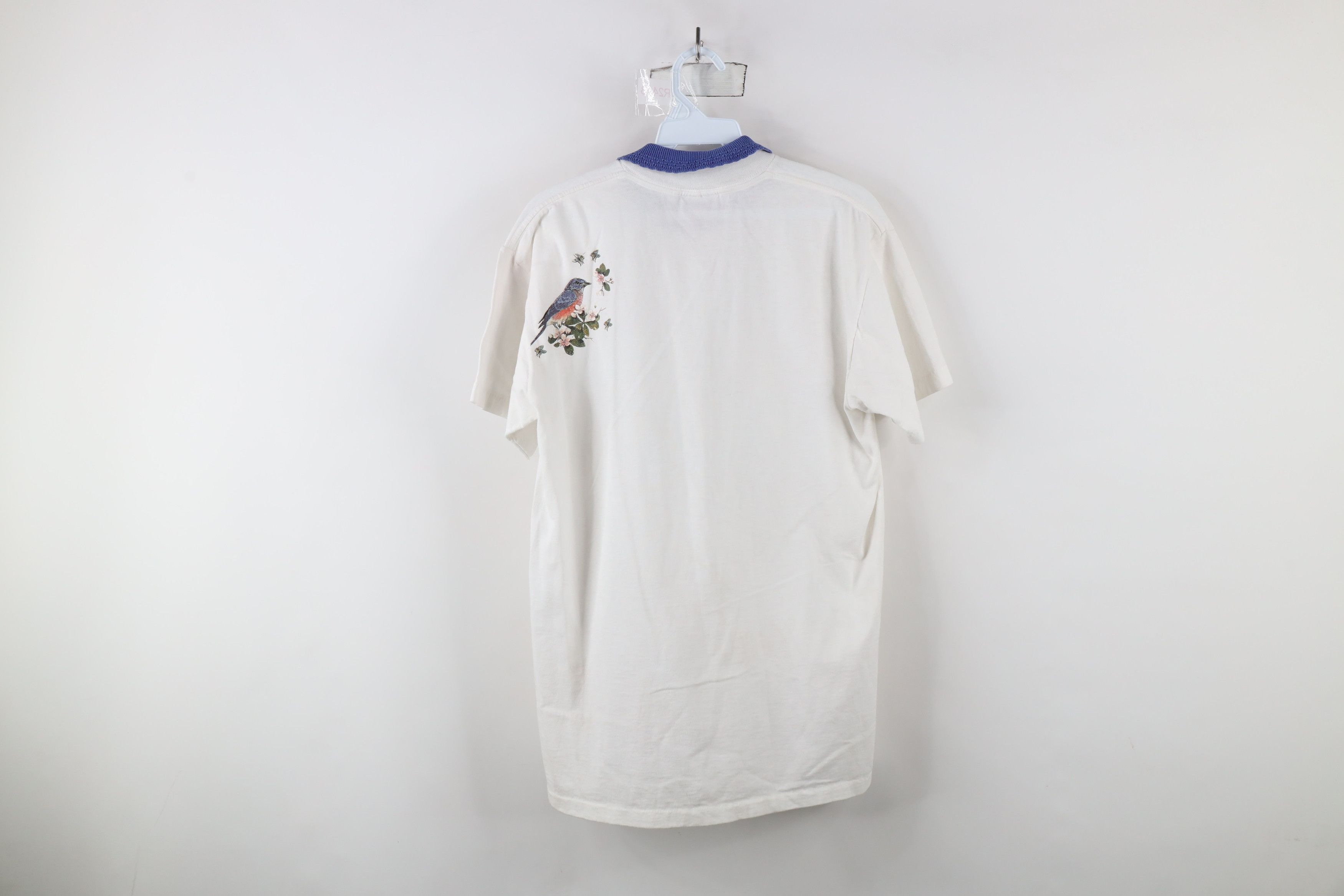 Vintage Vintage 90s Streetwear Bird Flower Collared T-Shirt White Size M / US 6-8 / IT 42-44 - 8 Thumbnail
