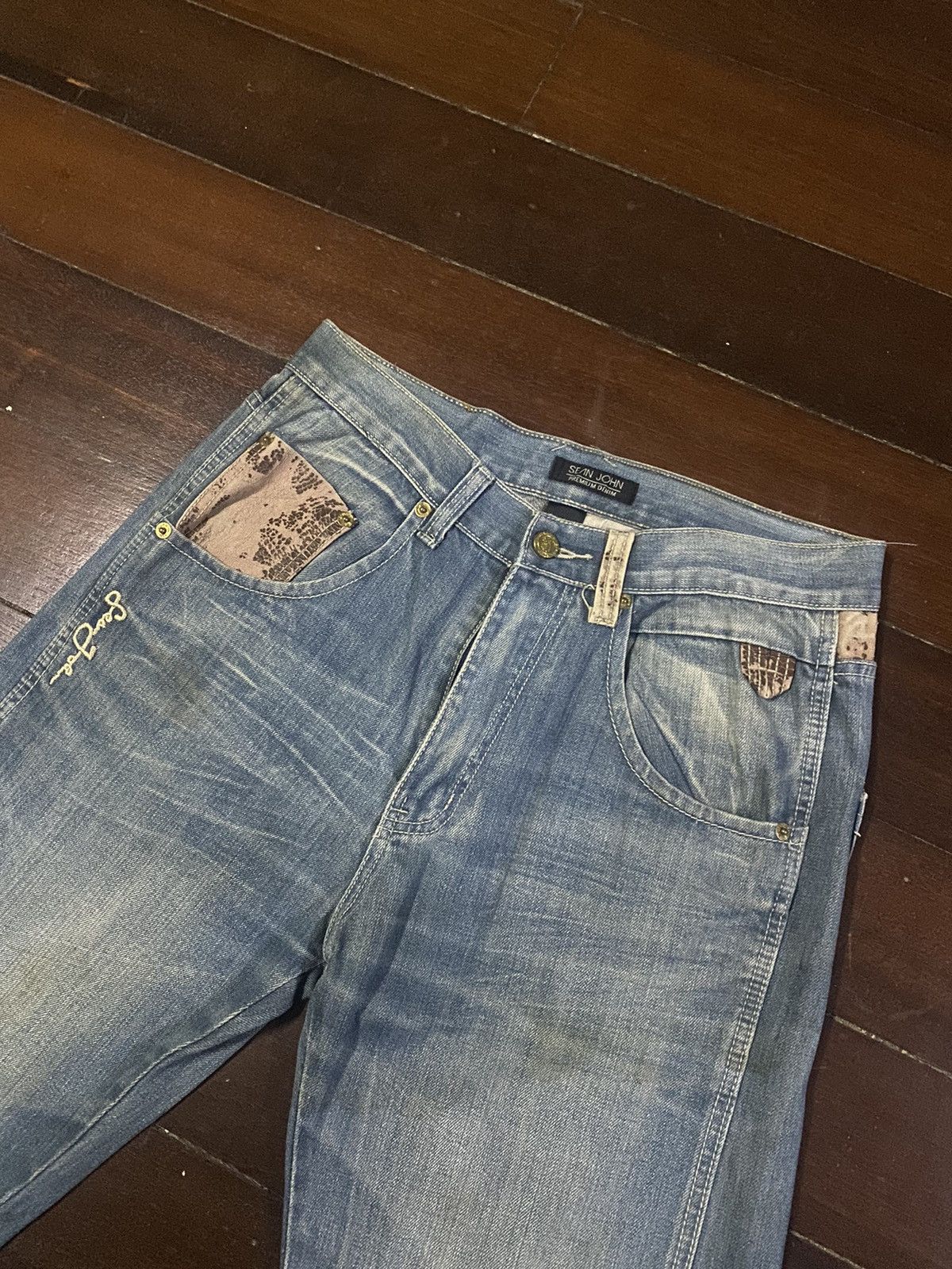 Anchor Blue × JNCO × Sean John Fire vintage SEAN JOHN WIDE LEG dirty mud wash Size US 34 / EU 50 - 17 Thumbnail