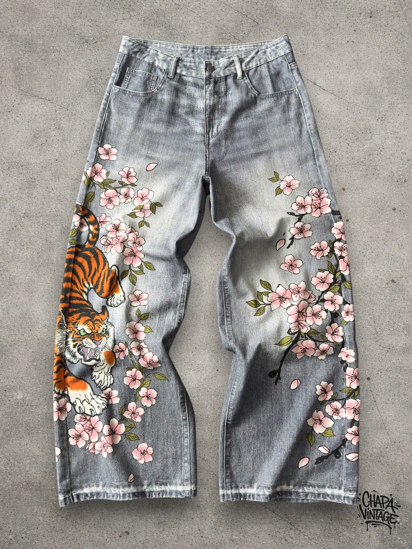 Vintage Anime graphic floral jeans Size US 32 / EU 48 - 1 Thumbnail