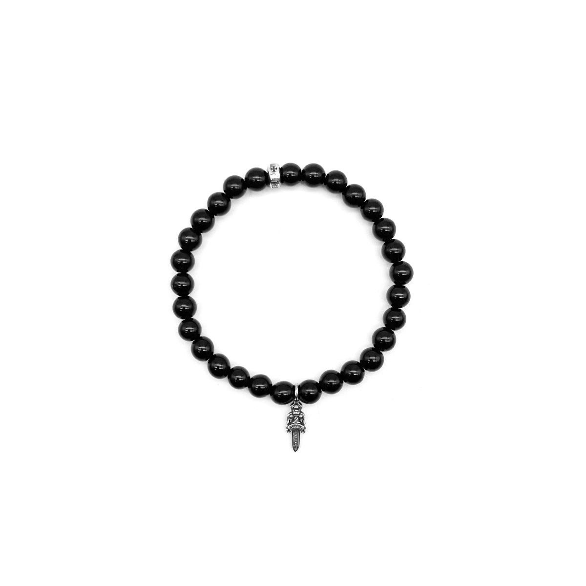 Chrome Hearts Chrome Hearts 6mm Obsidian Silver Dagger Beaded Bracelet Size ONE SIZE - 1 Thumbnail