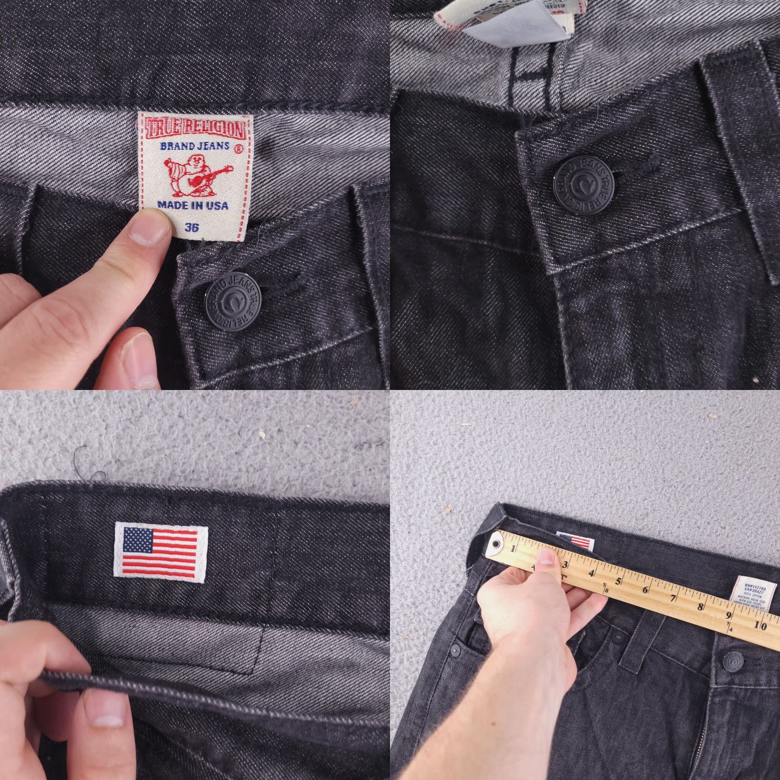 True Religion VINTAGE True Religion Jeans Mens 36x33 Black Ricky Black Denim Pants Relaxed Flap Size US 36 / EU 52 - 8 Thumbnail