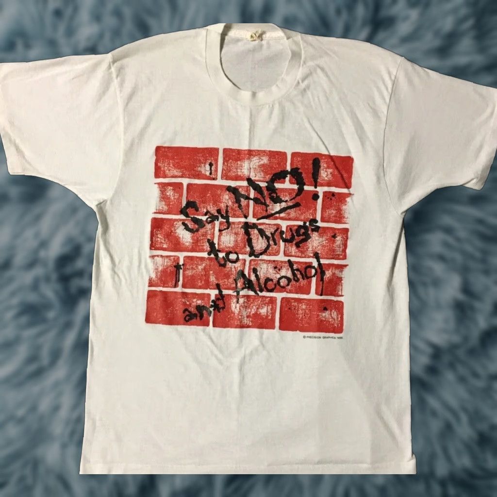 Vintage VINTAGE Say No To Drugs & Alcohol Shirt S White 80s 420, 90s, Retro, Punk, Graffiti, Humor, Joke Mens Shirt Size US S / EU 44-46 / 1 - 1 Thumbnail