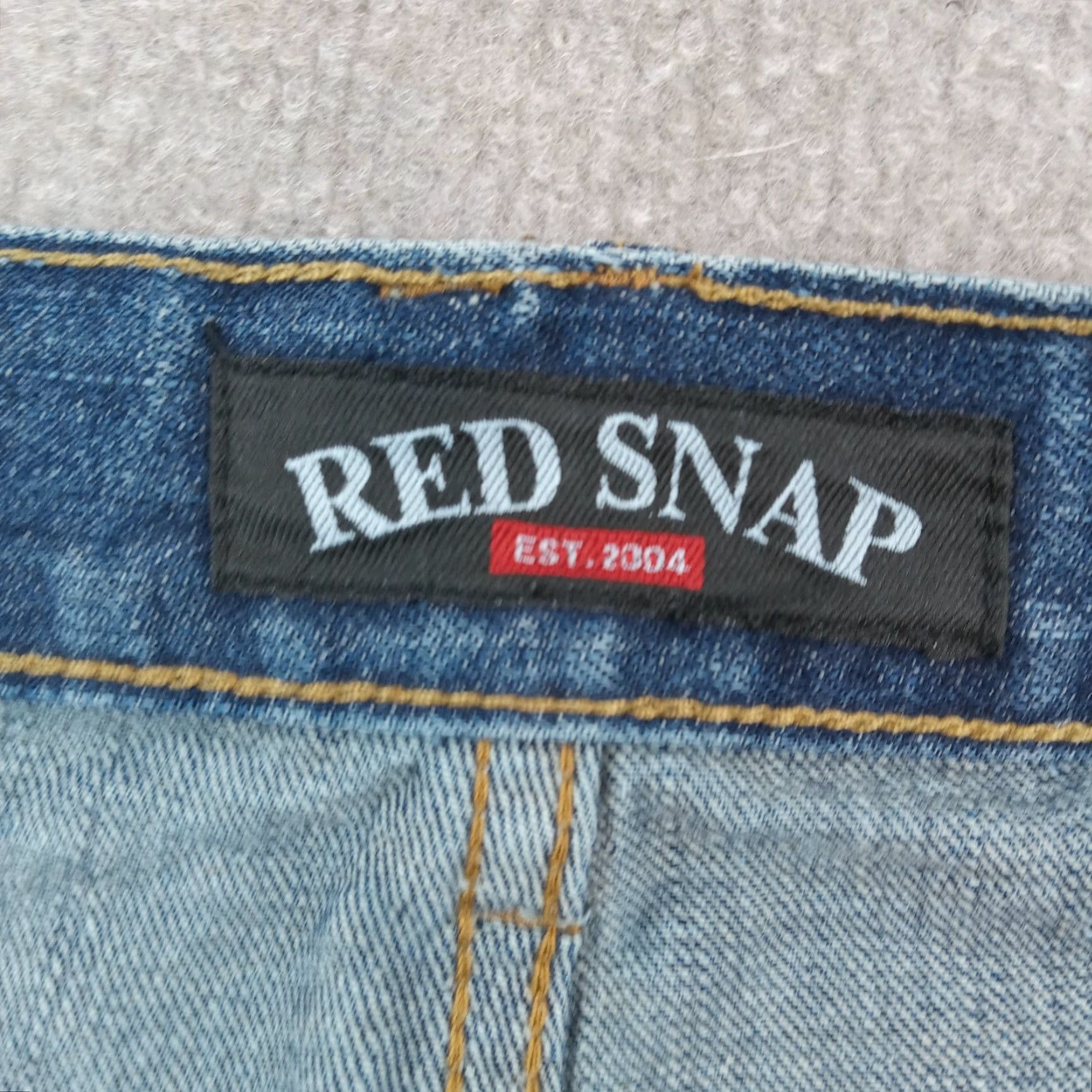 Denime Red Snap Jeans Mens Size 34x31 Blue Denim Casual Pockets Straight Leg Size US 34 / EU 50 - 7 Thumbnail