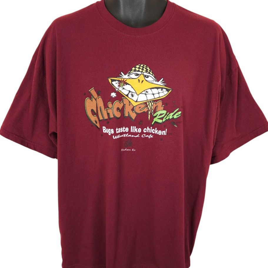 Gildan Hudson Chicken Ride T Shirt Mens Size 2XL Red Wheatland Cafe Size US XXL / EU 58 / 5 - 1 Thumbnail