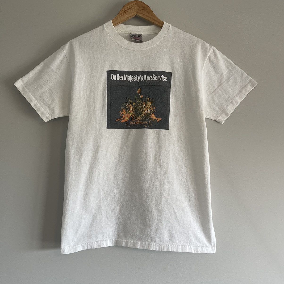 Bape × Nigo × Vintage OG Bape Oneita Tag On Her Majesty’s Ape Service Tee Size US M / EU 48-50 / 2 - 2 Thumbnail