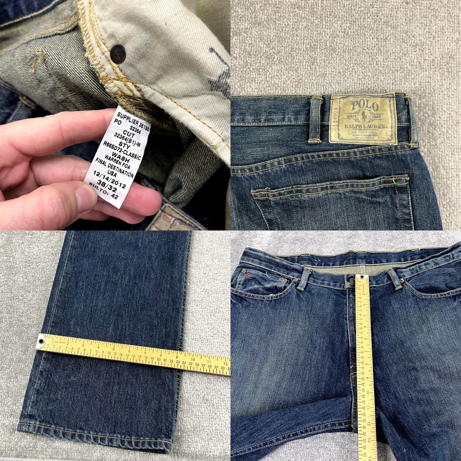 Polo Ralph Lauren POLO RALPH LAUREN Jeans Mens 38x32 Classic Fit Straight Leg Blue Denim R66SD72 Size US M / EU 48-50 / 2 - 8 Thumbnail