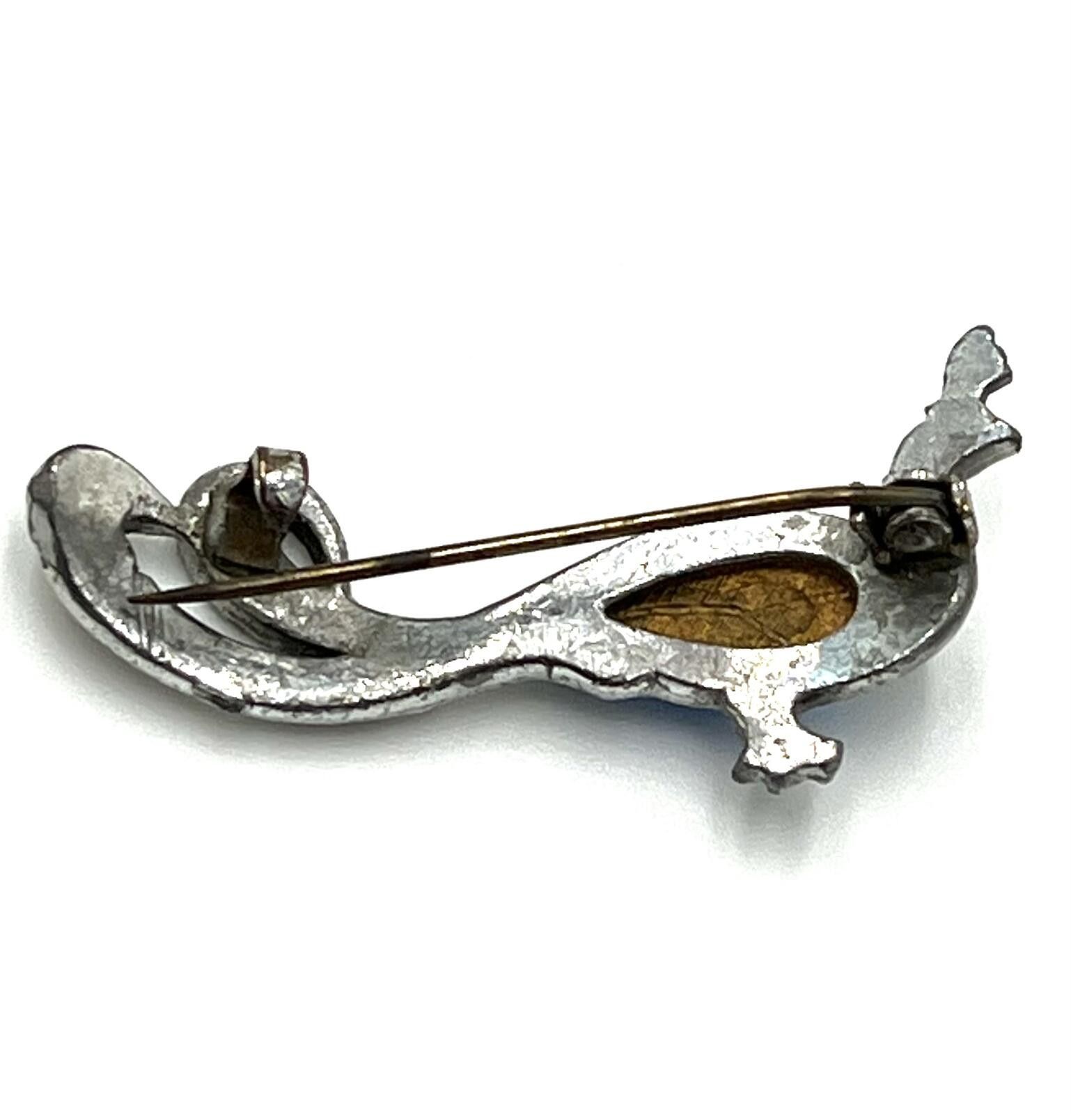 Other Antique Morpho Butterfly Wing Silvertone Peacock Brooch Size ONE SIZE - 5 Thumbnail