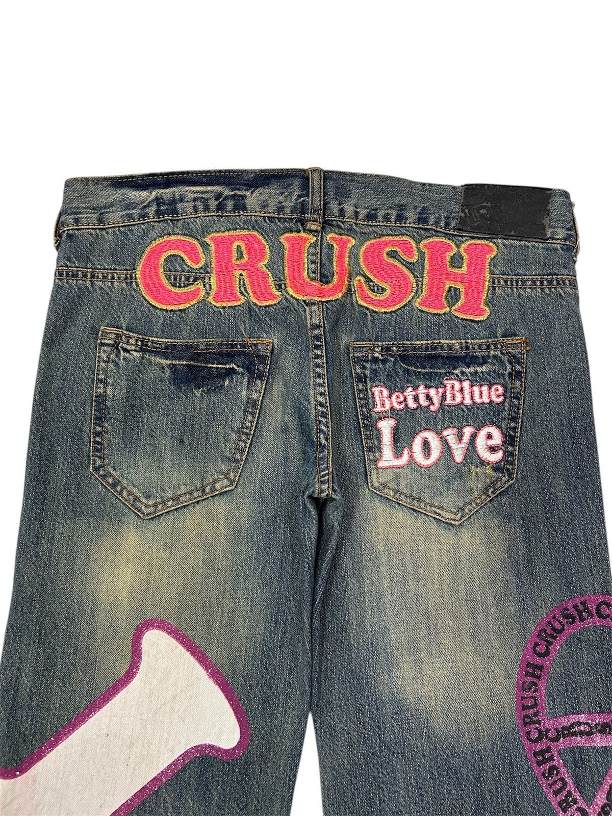 Japanese Brand Japanese Y2k Big Patch embroidered logo Mudwash Short Jeans Size US 35 - 4 Thumbnail