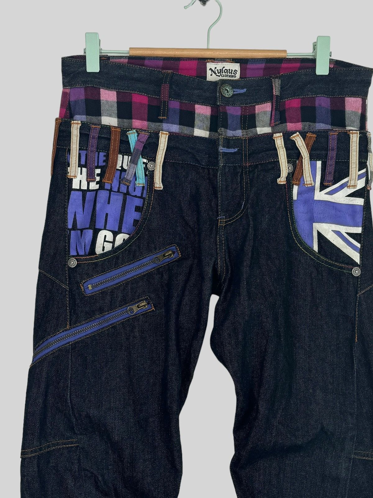 Hysteric Glamour × Japanese Brand NYLAUS CLOTHING Plaid Tartans Junya Watanabe Denim Jeans Size US 31 - 4 Thumbnail