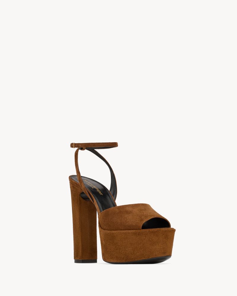 Saint Laurent Paris o1bcso1str0226 Jodie Platform Sandals in Camel Brown Size US 5 / IT 35 - 2 Thumbnail