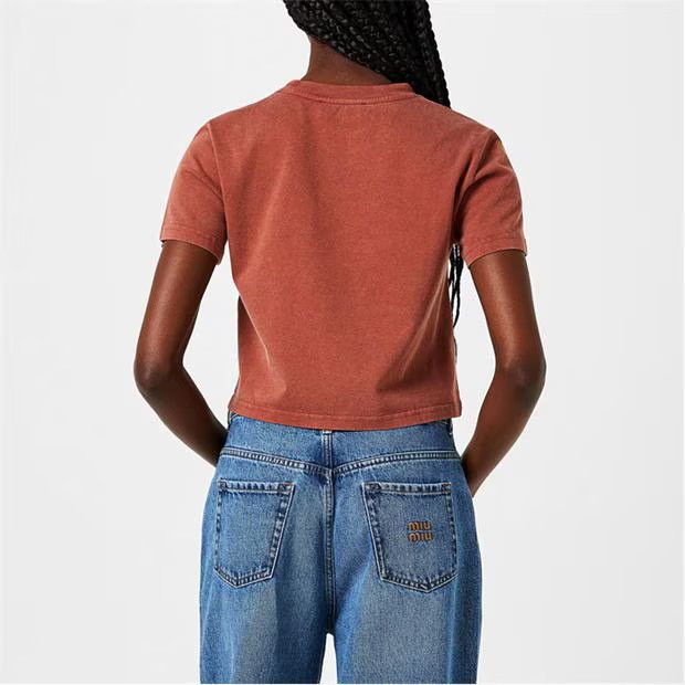 Missoni o1g2r1mq1124 Sport Logo Crop T-Shirt in Fire Brick Size M / US 6-8 / IT 42-44 - 5 Thumbnail