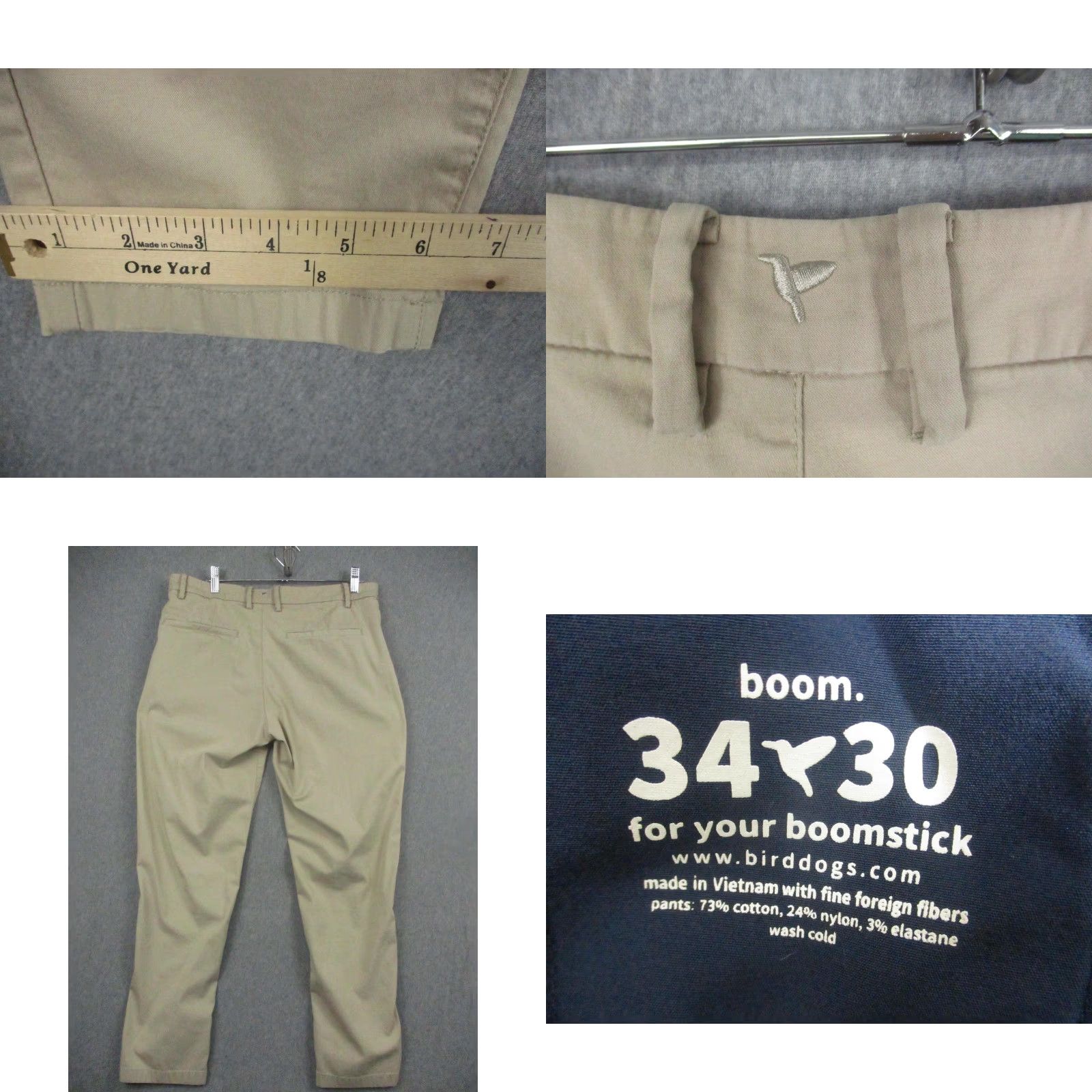 Vintage Birddogs Pants Mens 34x30 Khaki Stretch Chino Golf Casual Slim Fit Comfort Size US 34 / EU 50 - 8 Thumbnail