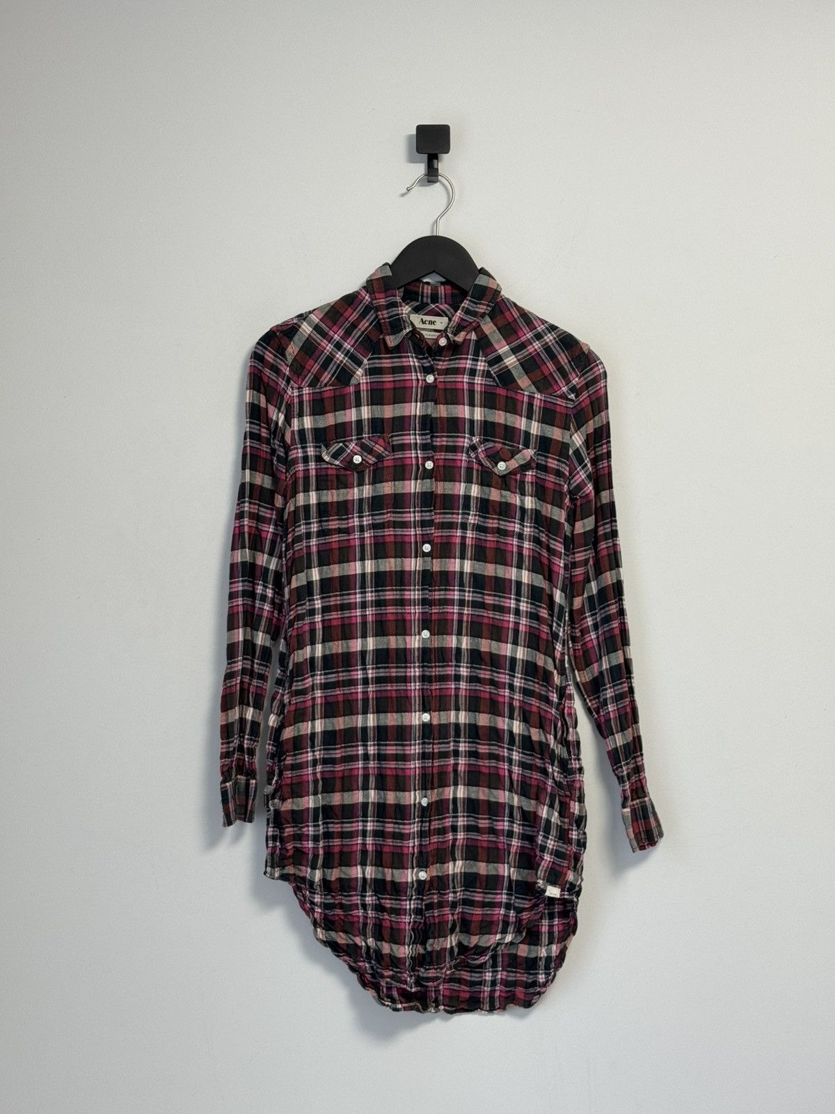 Acne Studios Acne Studios Pink Plaid Flannel Shirt Long Sleeve Size XXS / US 00 / IT 34 - 1 Thumbnail