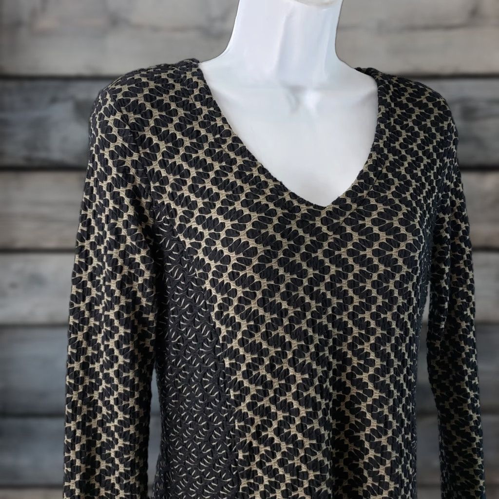 Vintage Tianello Womens Peyton Tunic XS Black Tan Textured 3/4 Sleeve Blouse Womens Tunic XS Black Tan Textured 3/4 Sleeve Size XS / US 0-2 / IT 36-38 - 1 Thumbnail
