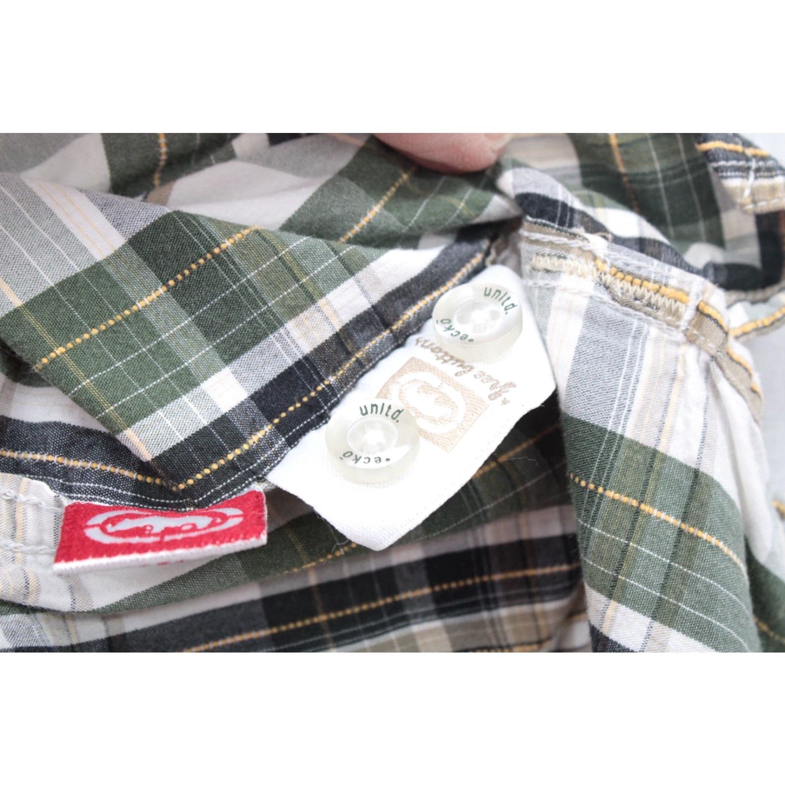 Ecko Unltd. VTG Ecko Unltd Shirt Men's L Green Plaid Short Sleeve Button Up Street Wear Size US L / EU 52-54 / 3 - 6 Thumbnail