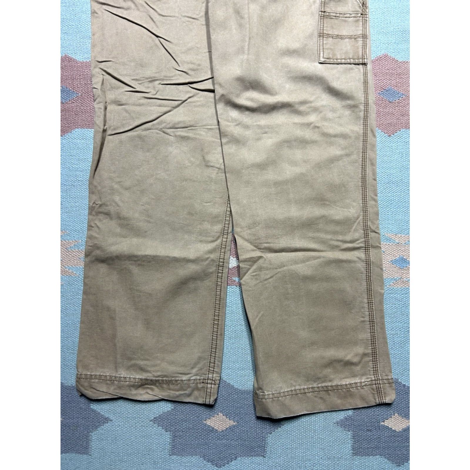 Eddie Bauer VINTAGE Eddie Bauer Carpenter Pants mens Beige 33x31 Easy Fit Baggy Tan Brown Khaki 90s Size US 33 - 2 Thumbnail