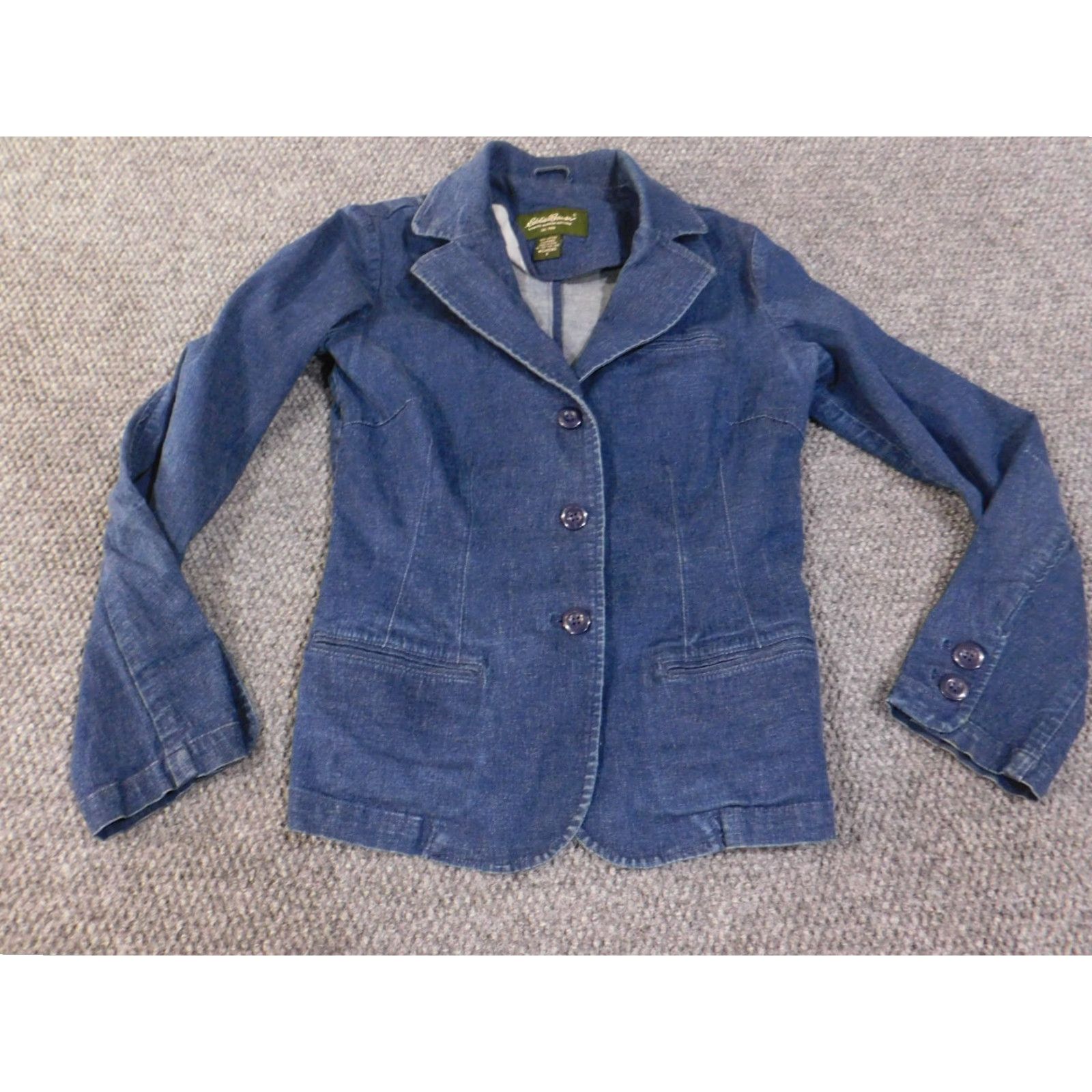 Eddie Bauer VINTAGE Eddie Bauer Jacket Women Denim Blue Retro Outdoors Classic Button Jacket Coat Casual Winter Lined Logo Blue Size S Womens Blue Denim Jacket Size S / US 4 / IT 40 - 3 Thumbnail