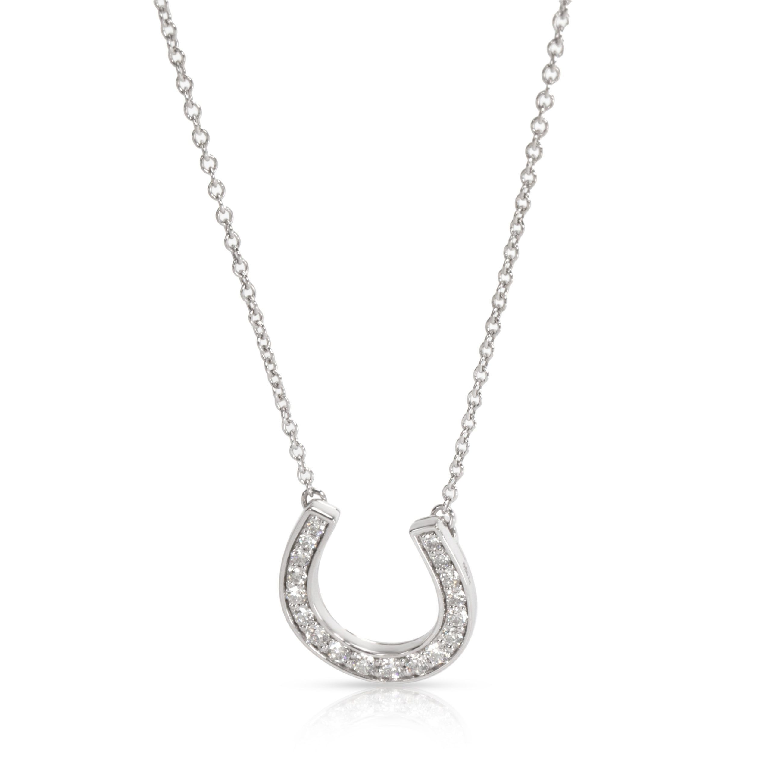 image of Tiffany Co Tiffany & Co. Diamond Horseshoe Necklace In Platinum in Silver, Women's