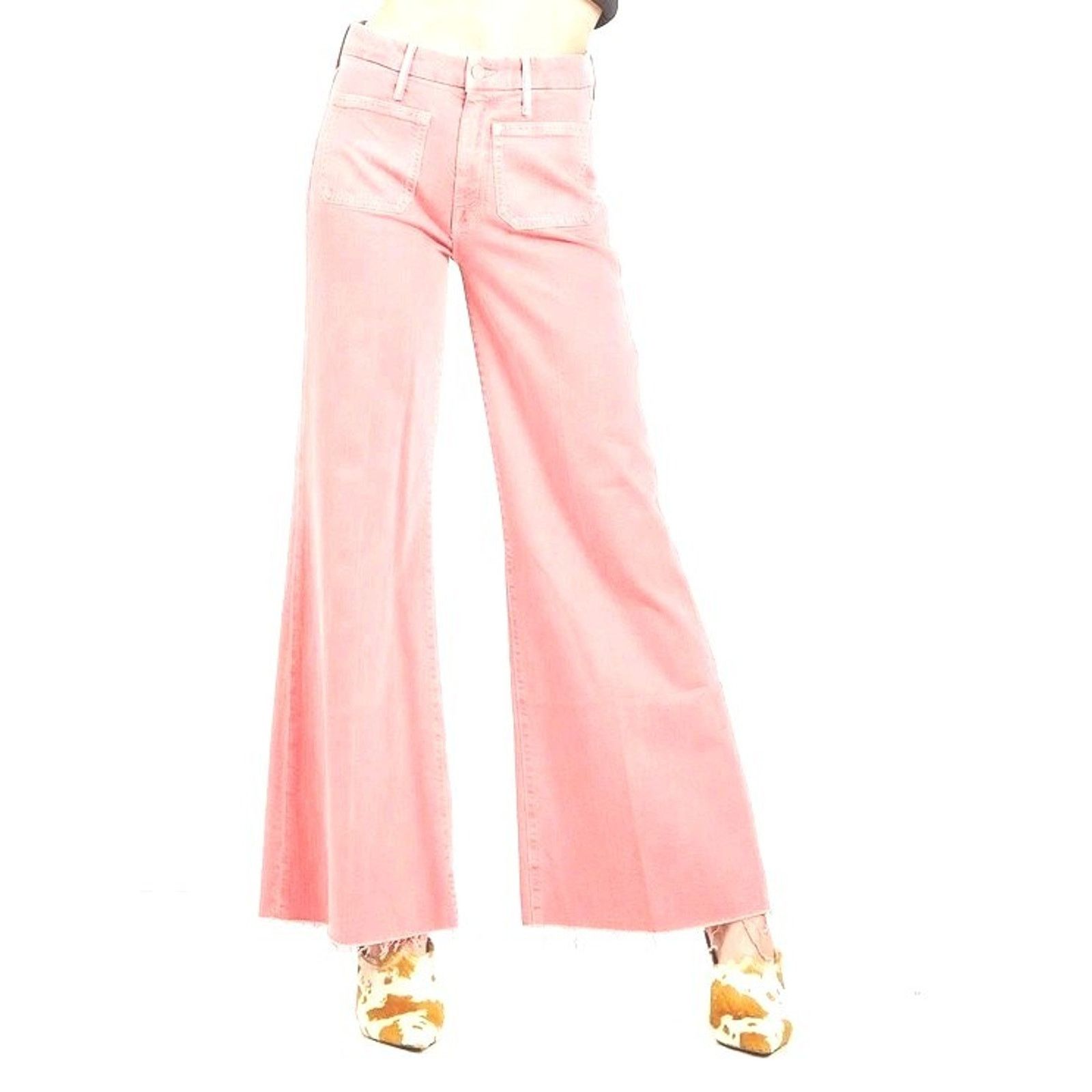 MOTHER Mother Patch Pocket Roller Ankle Fray Wide Leg Geranium 26 Size 26" / US 2 / IT 38 - 1 Thumbnail