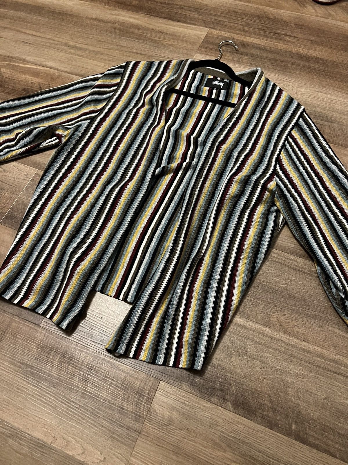 image of Striped Stussy Cardigan, Men's (Size Large)