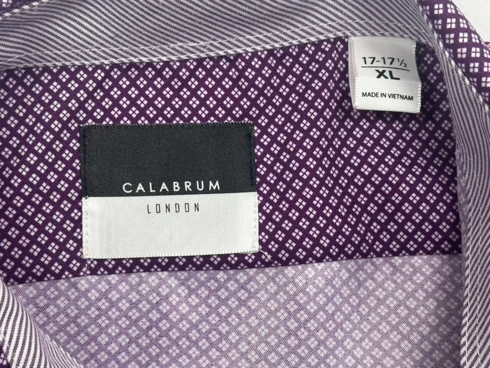 Calabrese Calabrum Cotton Blend Modern Fit Button Up Purple Men's XL Size US XL / EU 56 / 4 - 3 Thumbnail