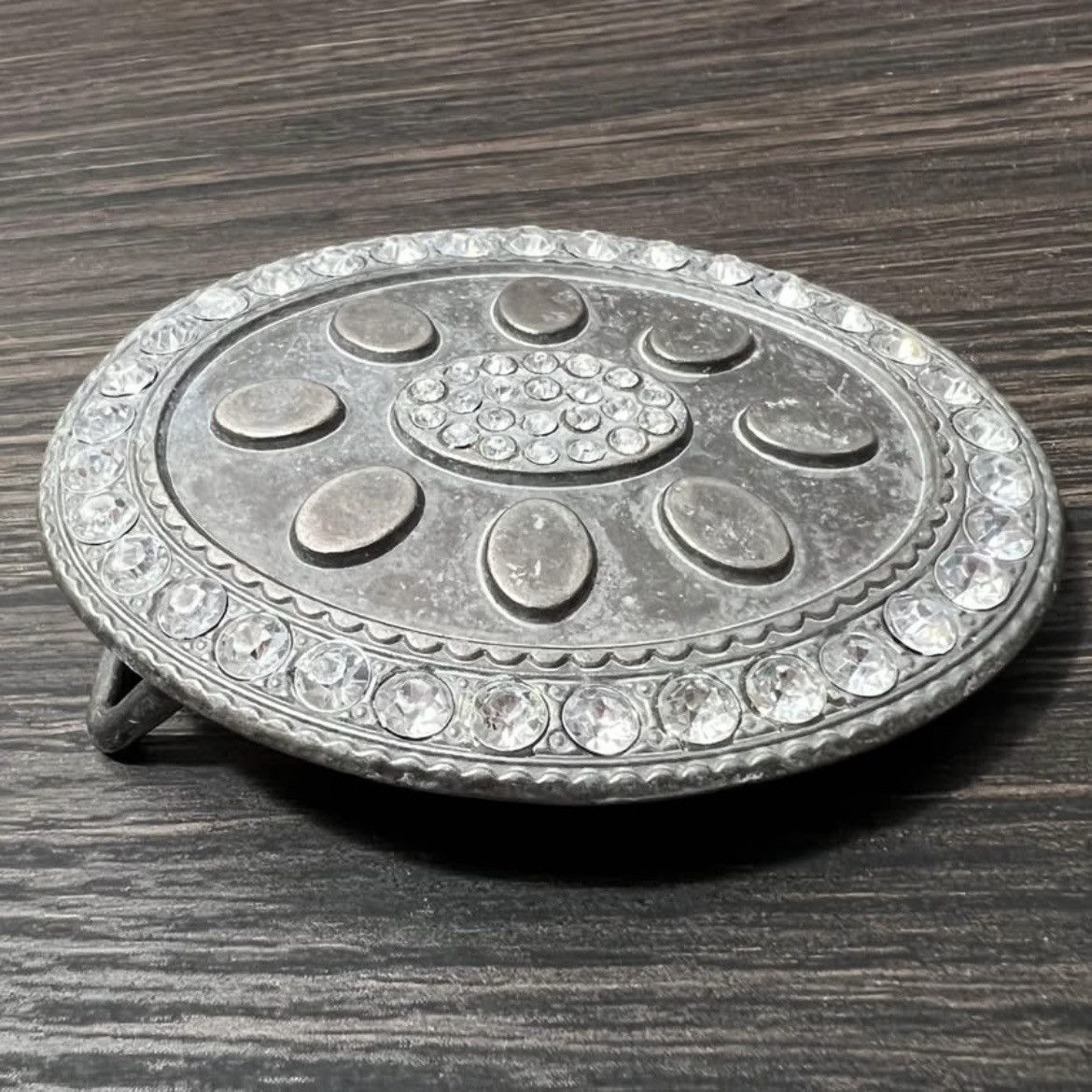 Other Vintage Western Rhinestone Antique Silver Metal Belt Buckle Size ONE SIZE - 2 Thumbnail