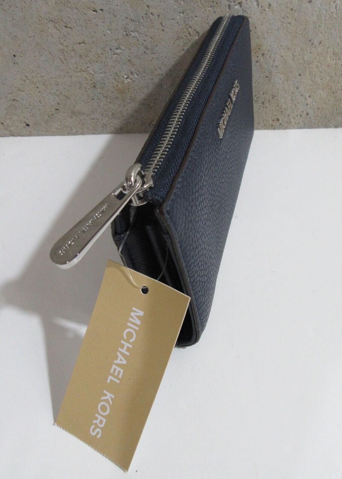 Michael Kors Michael Kors Bedford Zip Leather Wallet Navy / Silver Size ONE SIZE - 6 Thumbnail