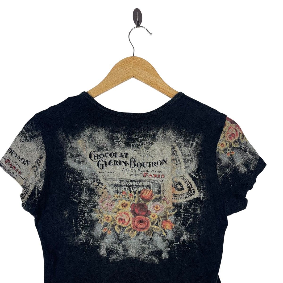 Vintage Fornia Vintage Floral Graphic T Shirt Paris Chocolat Grunge Size S / US 4 / IT 40 - 5 Thumbnail