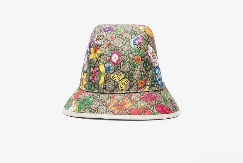 image of Gucci Multicoloured Flora Print Bucket Hat, Women's