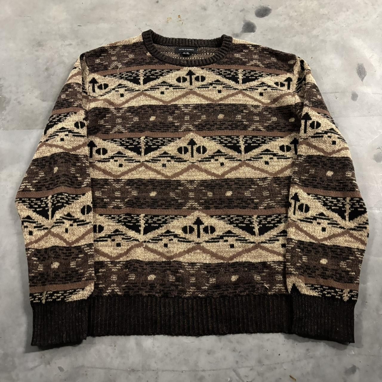Vintage Crazy Vintage Y2K/2000s Brown Pattern Coogi Style Sweater! Size XL Size US XL / EU 56 / 4 - 1 Thumbnail