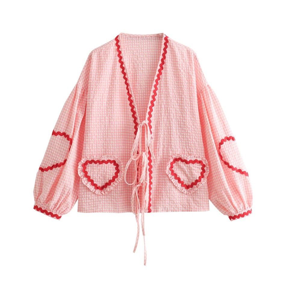 Other Vintage Heart Print Long Sleeve Tee Shirt y2k Size M / US 6-8 / IT 42-44 - 4 Thumbnail