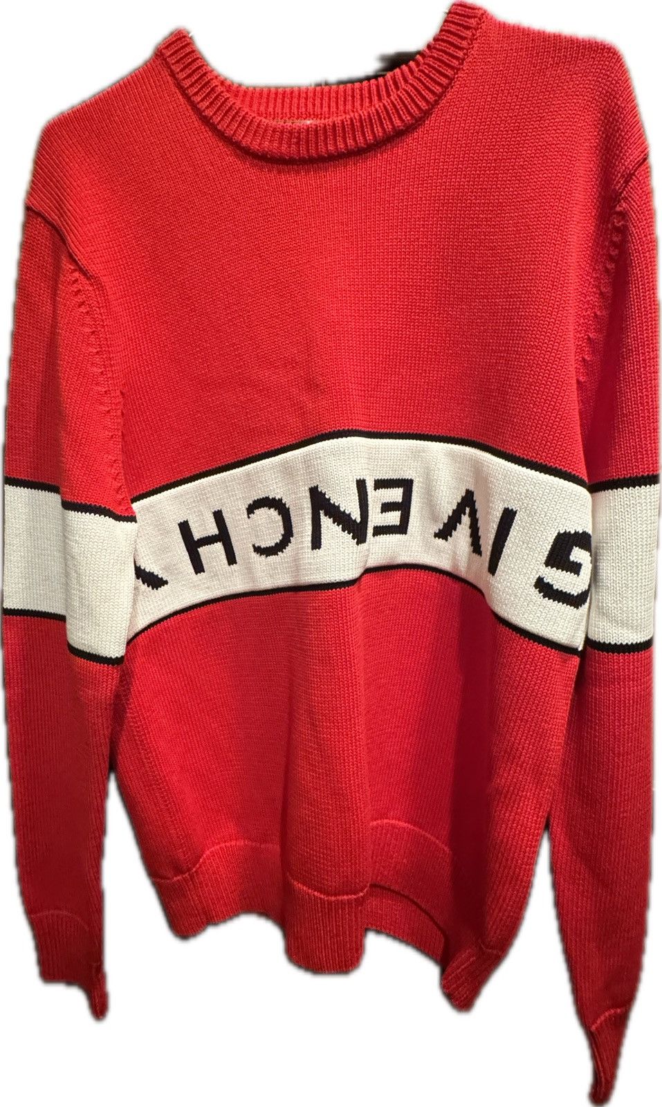 Givenchy Red Givenchy Upside Down Logo Sweater Grailed