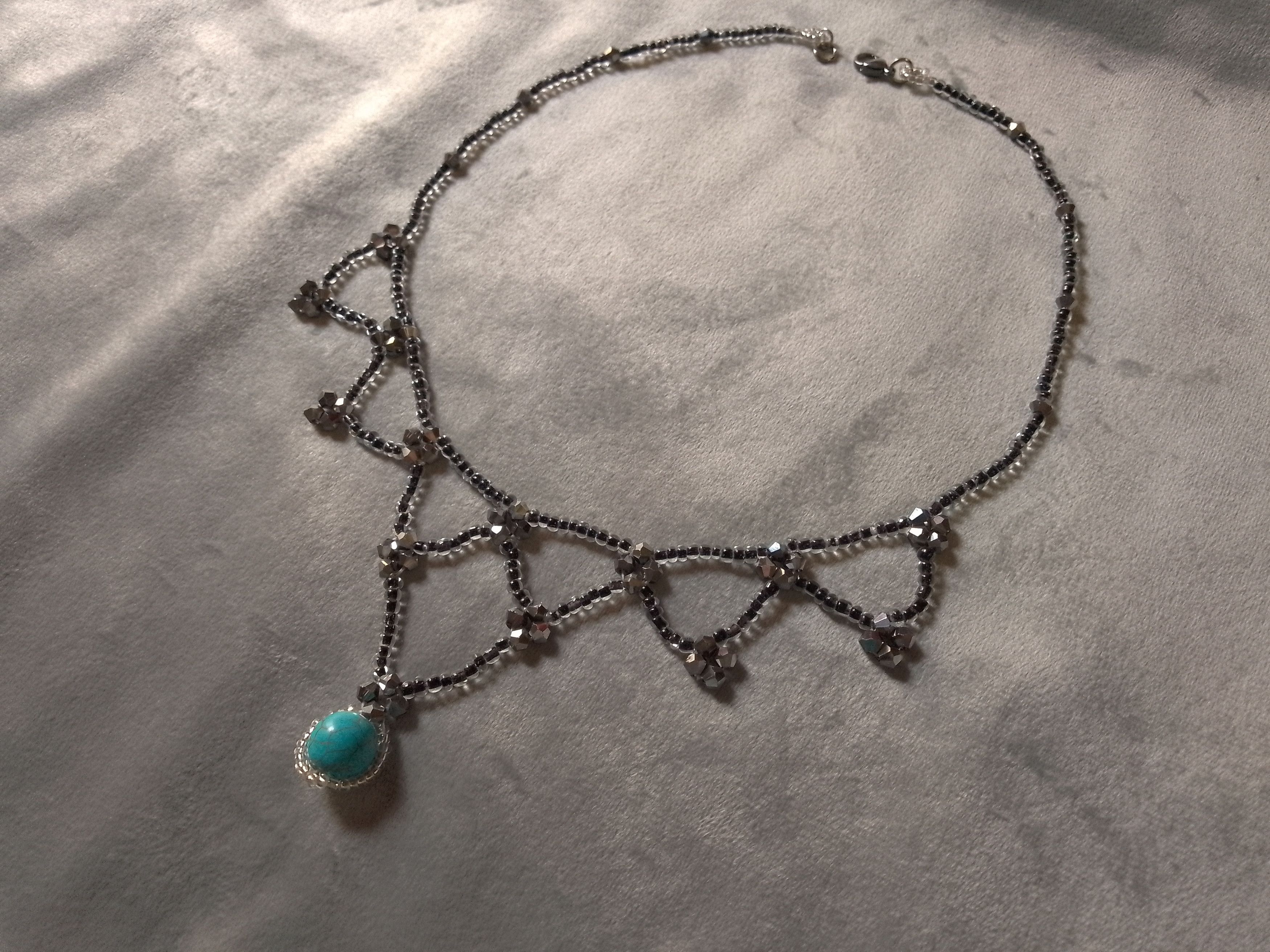 Handmade Black gothic necklace natural turquoise Howlite gemstones Size ONE SIZE - 6 Thumbnail