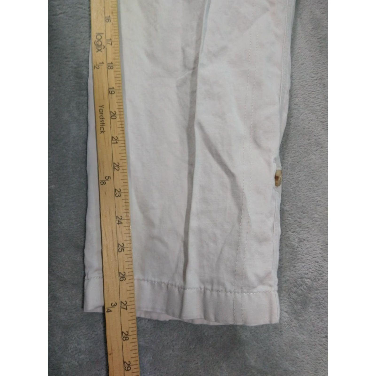 J. Jill J Jill Pants Womens Medium White Linen Blend Tapered Leg Crop Coastal Beachy Size 32" / US 10 / IT 46 - 5 Thumbnail