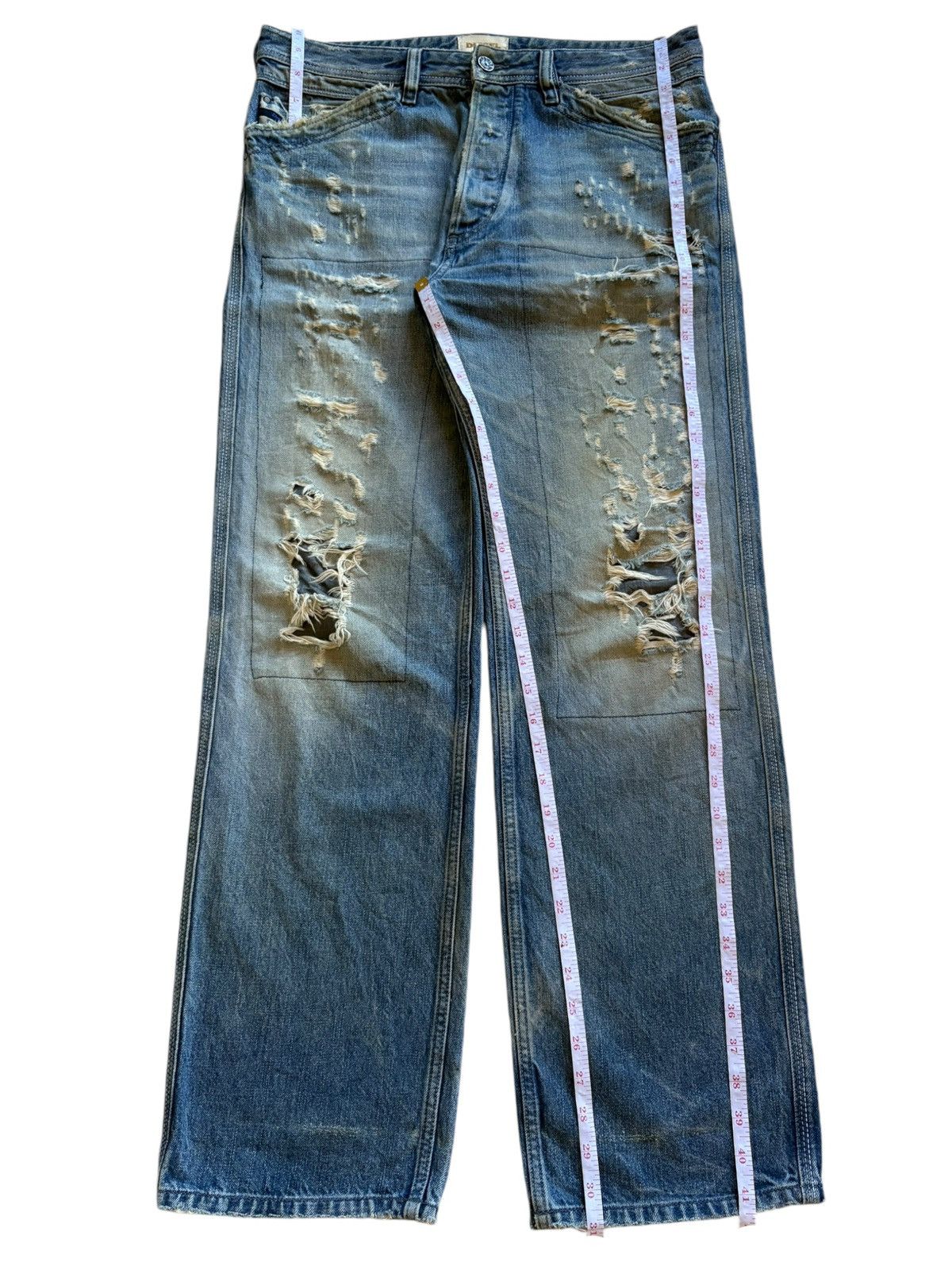 Diesel Vintage Diesel Faded Blue Wash Distressed Baggy Jeans Size US 34 / EU 50 - 13 Thumbnail