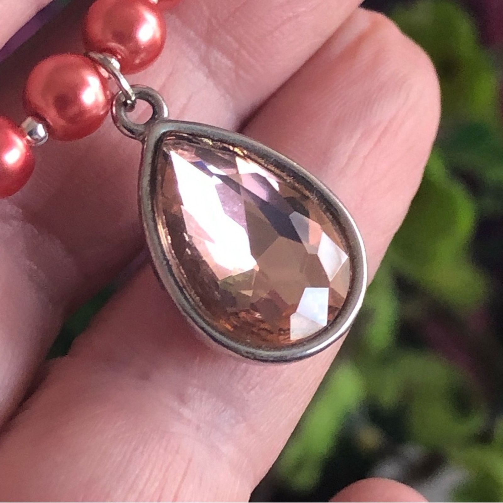 Handmade Handcrafted repurpose antique rose teardrop Pearl necklace Size ONE SIZE - 9 Thumbnail