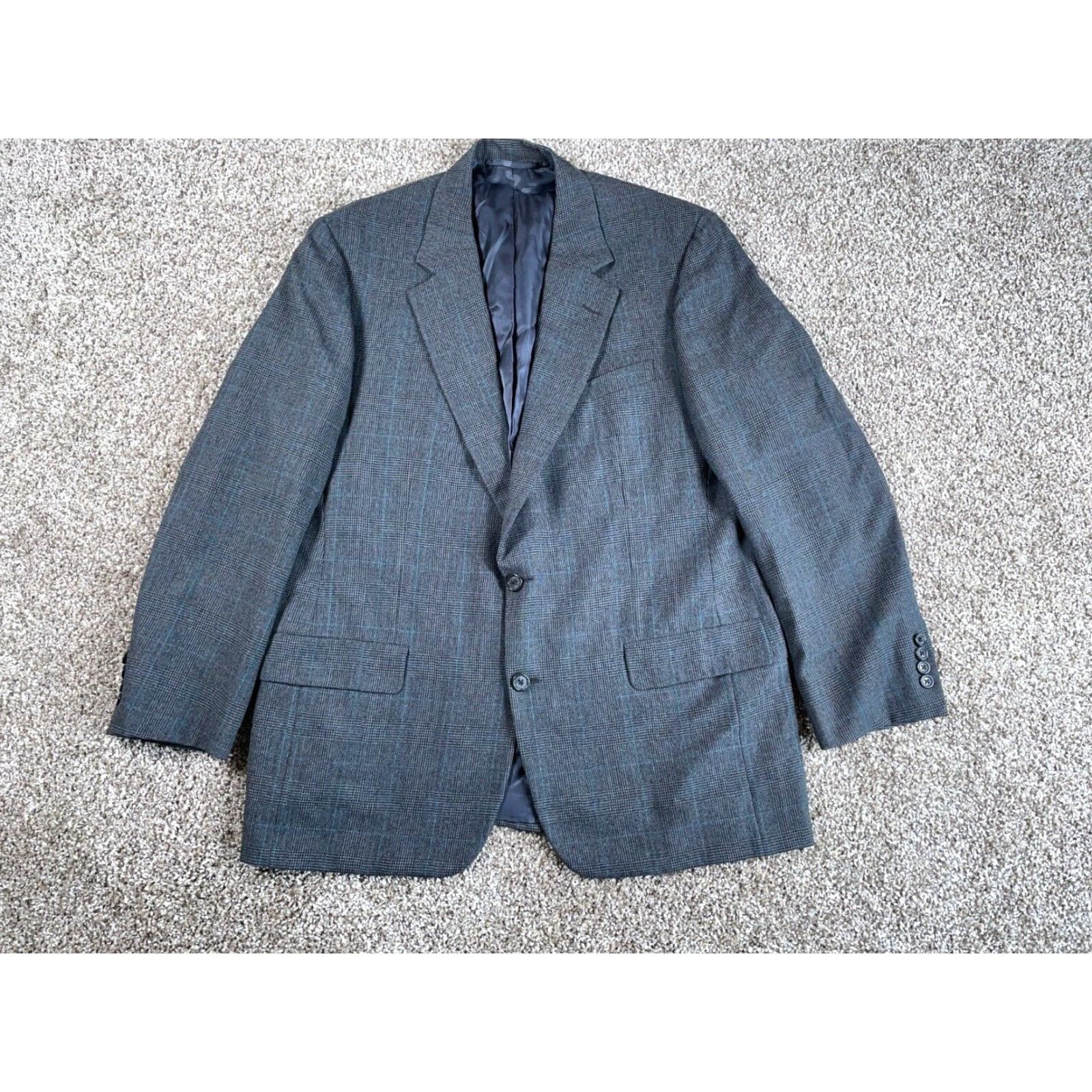 Vintage VINTAGE Hickey Freeman Wool Glen Plaid Blazer Men's 42 Gray Classic Preppy Size 42R - 2 Thumbnail