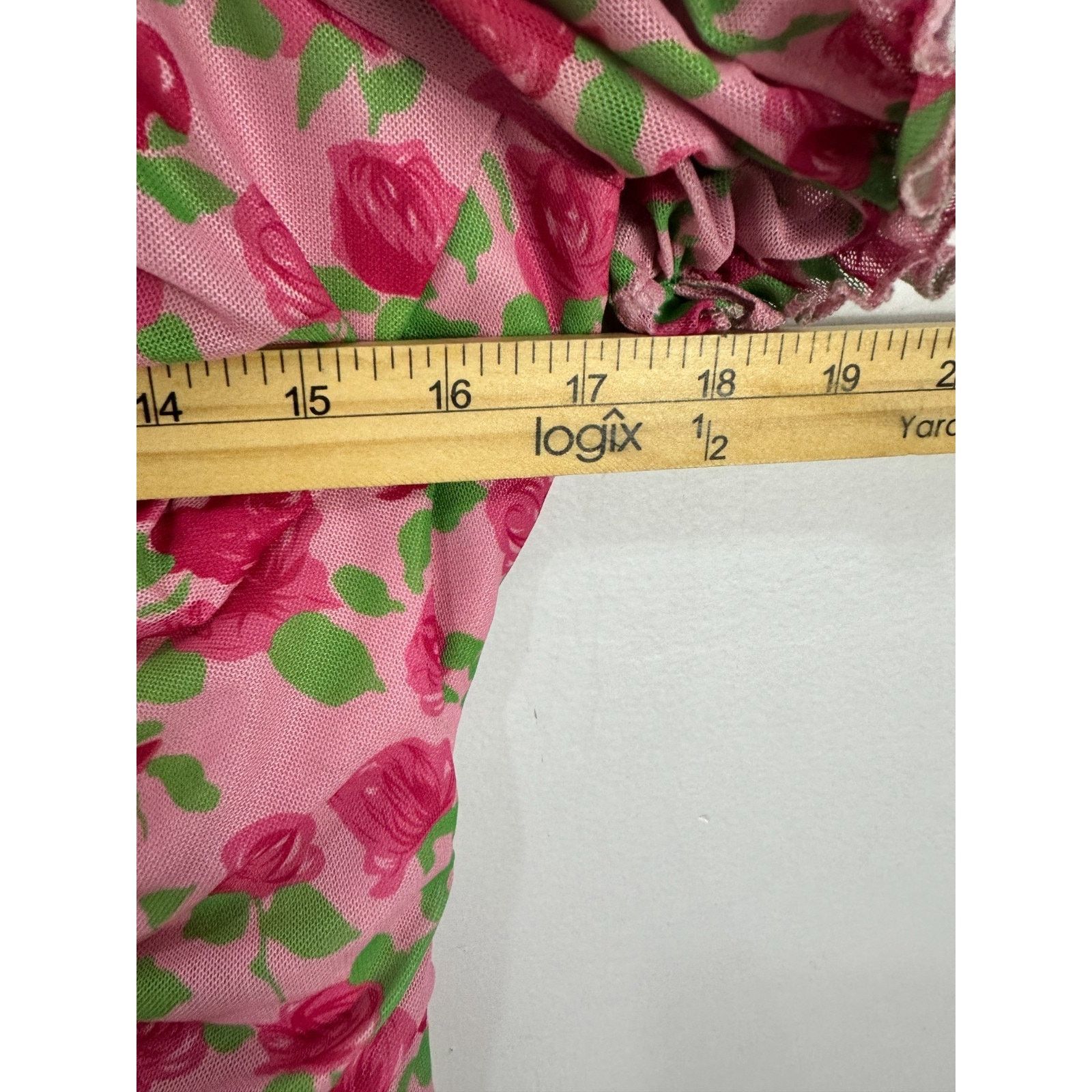 Lulus Lulus Pink Floral Mesh Ruched Bodysuit Large Coquette Size L / US 10 / IT 46 - 7 Thumbnail
