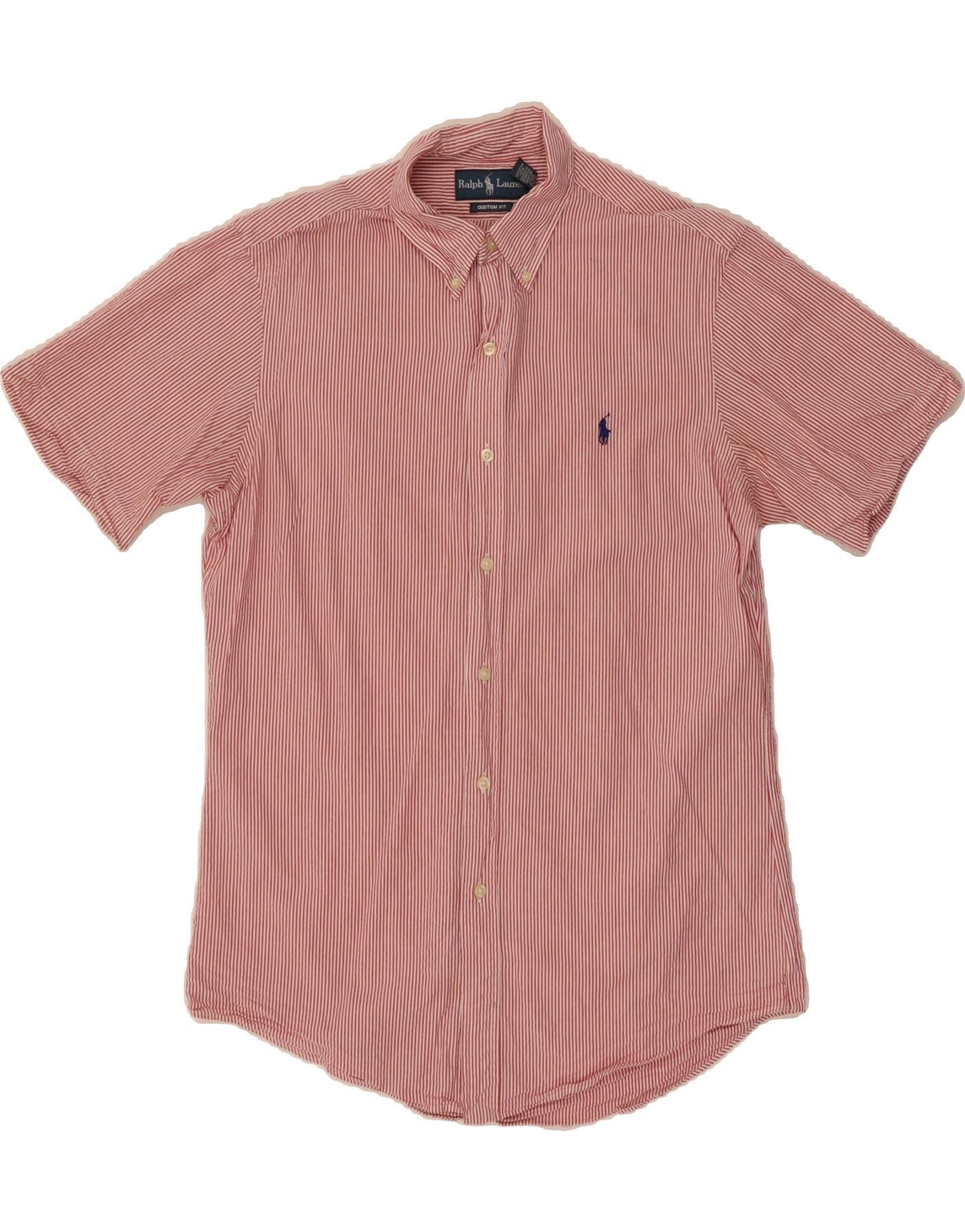 Ralph Lauren Mens Custom Fit Short Sleeve Shirt Medium Red Pinstripe Size US M / EU 48-50 / 2 - 1 Thumbnail