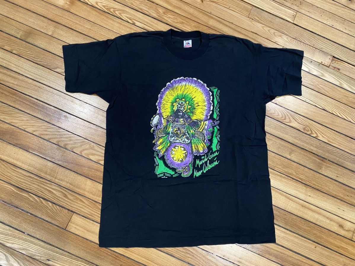 Fruit Of The Loom × Vintage Single stitch Mardi Gras Tshirt XL Size US XL / EU 56 / 4 - 1 Thumbnail